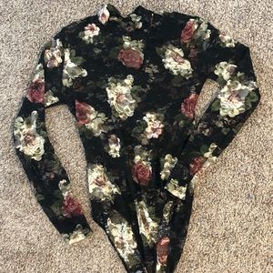 Floral See Through Bodysuit